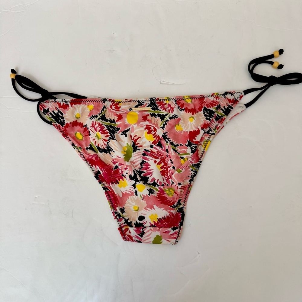 NWT STELLA MCCARTNEY Watercolor Pink Floral Bikini Bottom With Side Ties XS - Picture 15 of 16